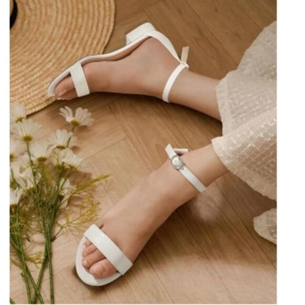 XYD Sandals Dressy 1 Inch Low Block Heel Strappy Open Toe Flat Casual Sandals